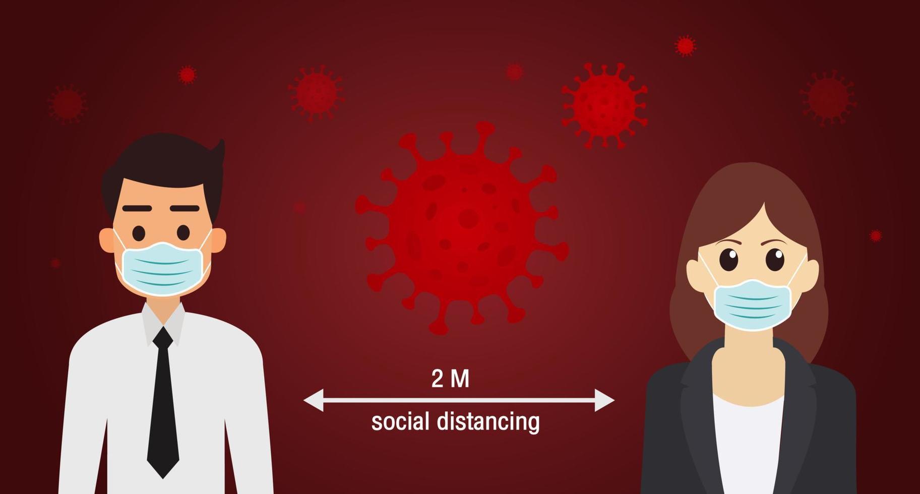 Public social distancing to protect people from covid coronavirus,Space between people to avoid spreading COVID-19 Virus. vector