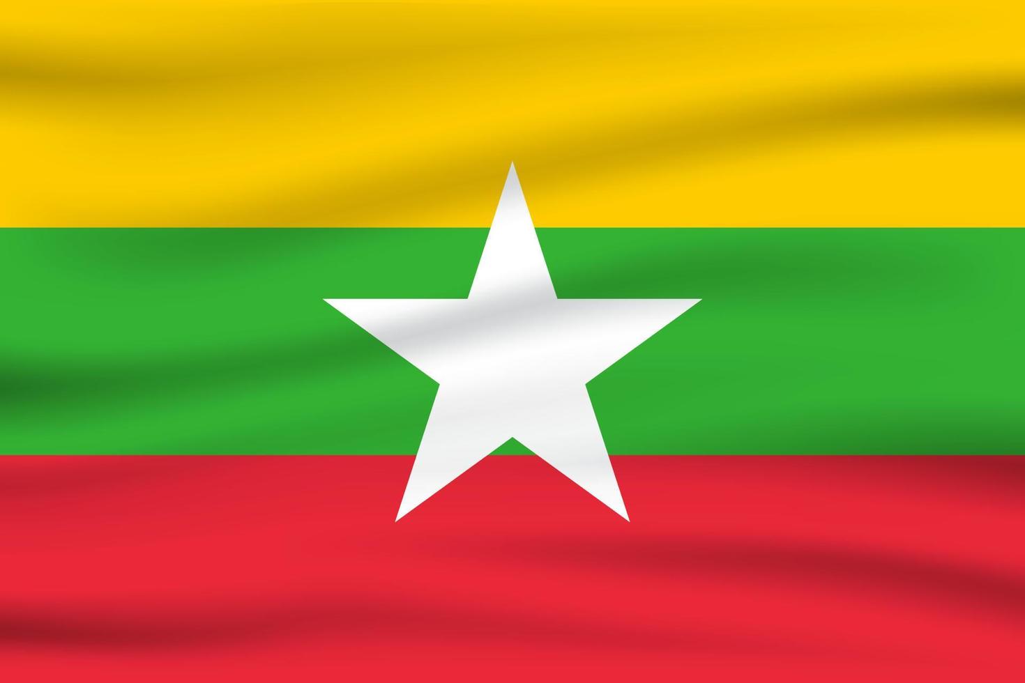 Waving flag of Myanmar. Flag Myanmar. Vector illustration of Thailand 3D icon