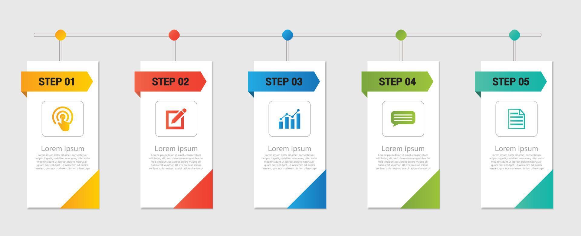 Business infographic thin line process with square template design with icons and 5 options or steps. Vector illustration.