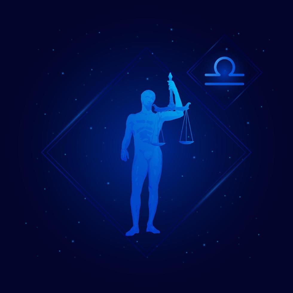 Iconos de signo del zodíaco libra, llibra del zodíaco con fondo de estrellas de galaxia, horóscopo de astrología con signos vector