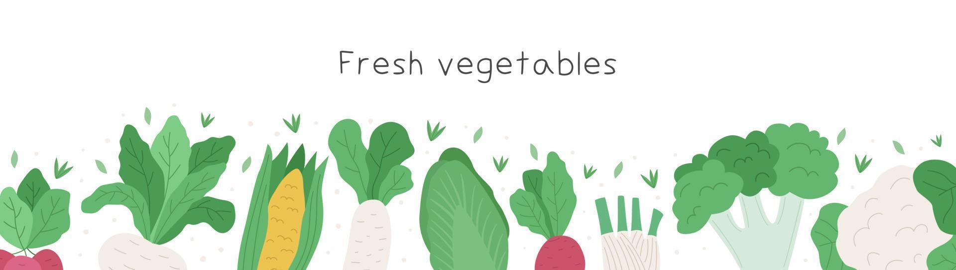 Fresh vegetables horizontal banner template vector