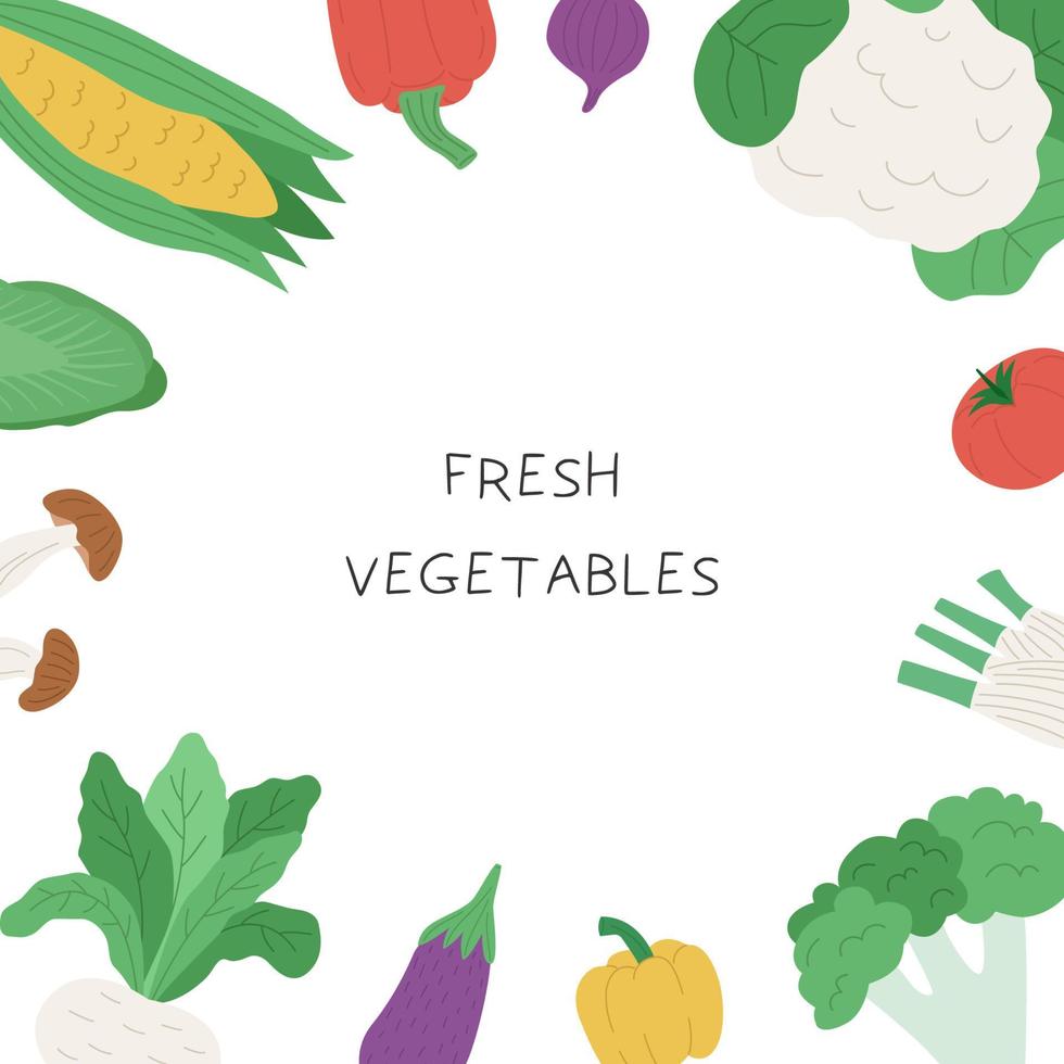 Fresh vegetables circle template vector