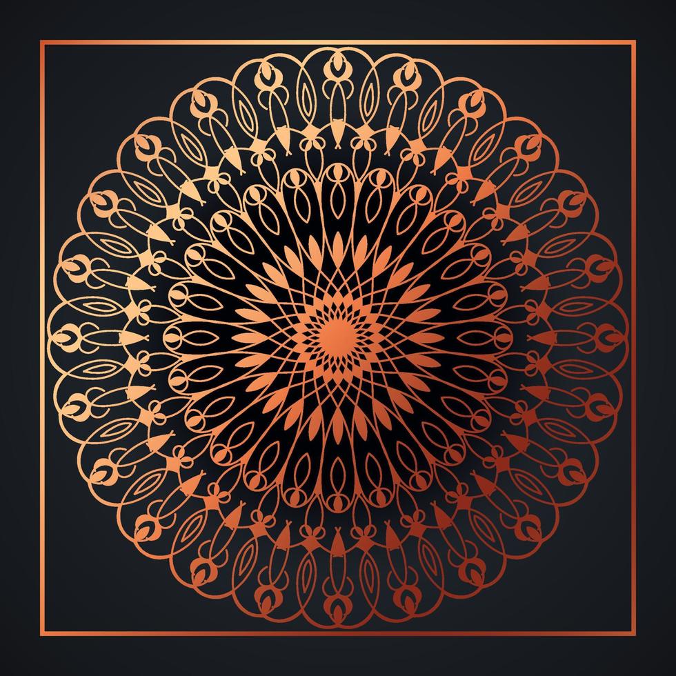 Mandala abstract ornament black background with golden arabesque pattern arabic gold islamic arabesque ornament, Golden floral, ornamental decoration Pro Vector