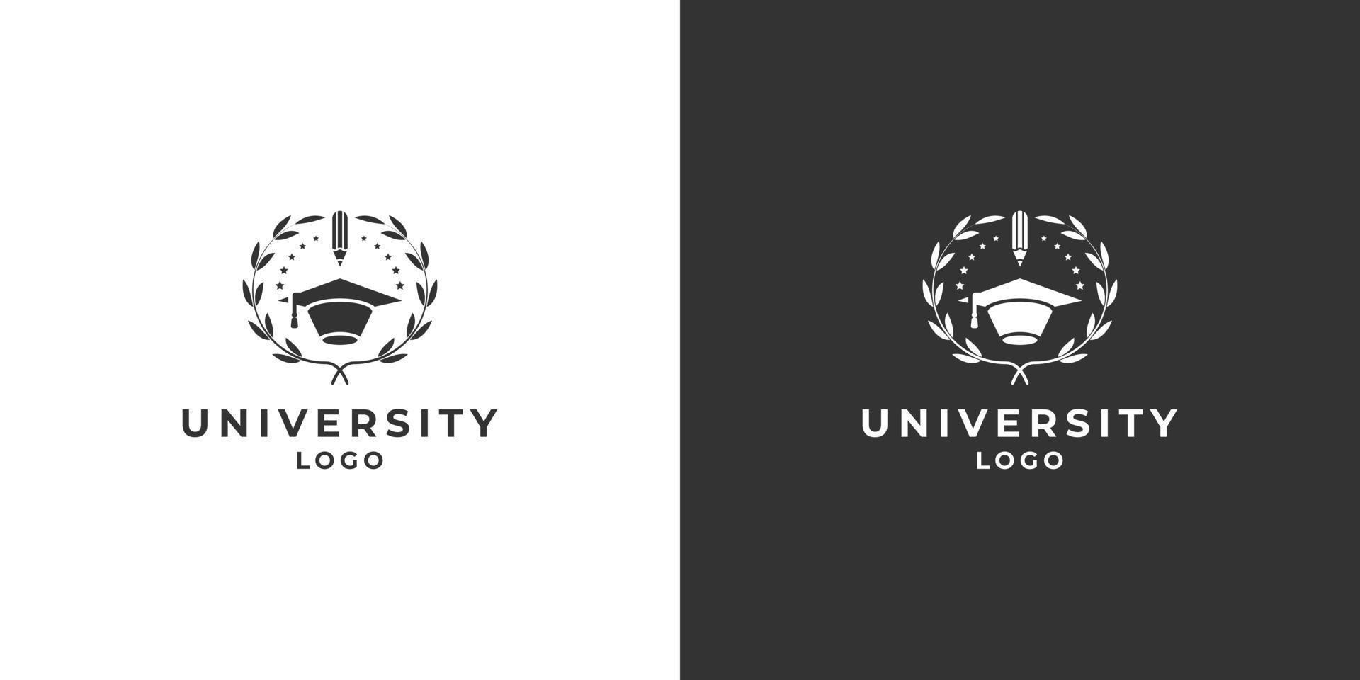 Emblema universidad, academia, escuela y curso plantilla de diseño de logotipo vector