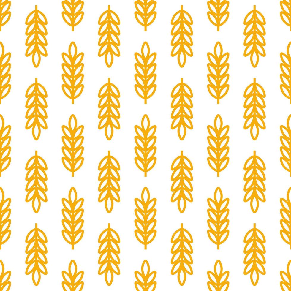 Wheat ears icon vector farm seamless pattern background. Line whole grain symbol illustration for organic eco bakery business, agriculture, beer on white