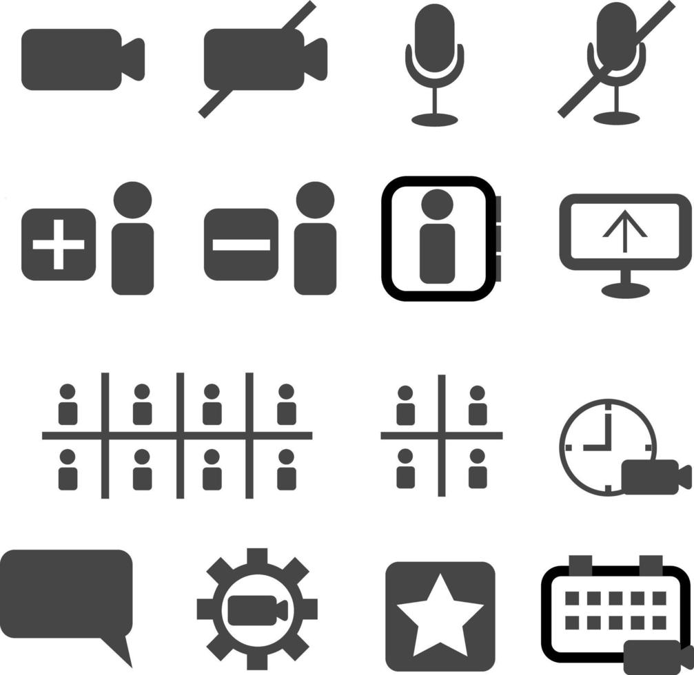 Set of clipart related to video conference vector