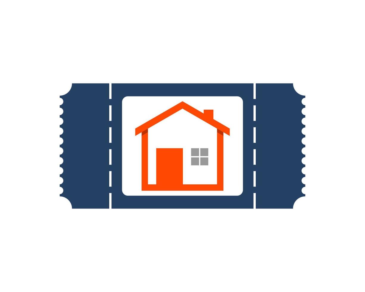 Ticket paper with simple shop house inside vector