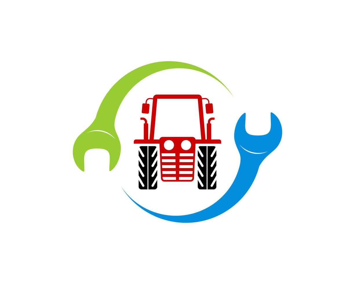 Upside down screwdriver with farm tractor inside vector