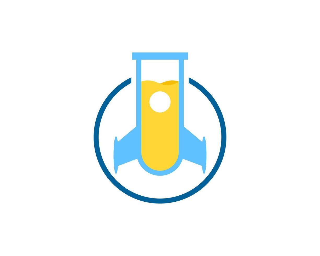 Circle shape with rocket bottle laboratory vector