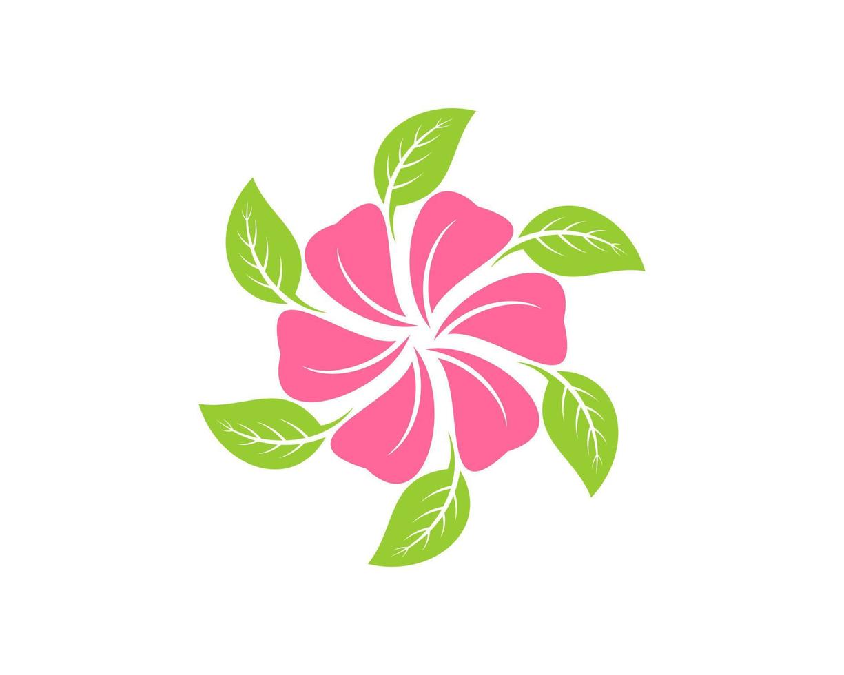 Simple pink flower and natural leaf vector