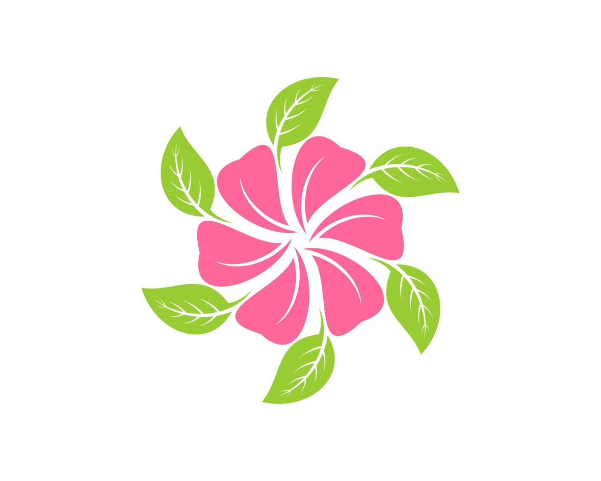 flor rosa simple y hoja natural vector