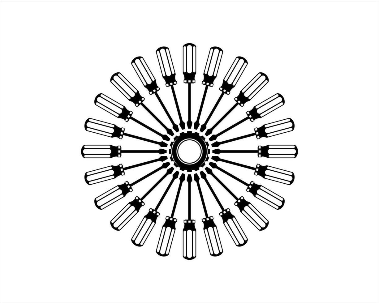 Circular screwdriver with gear inside vector
