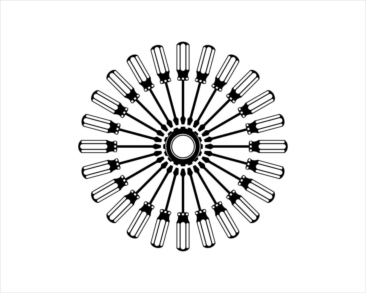 Circular screwdriver with gear inside vector