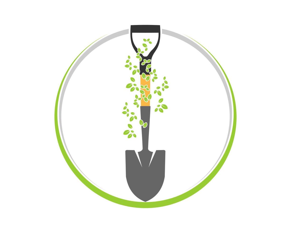 Nature shovel with green leaves vector