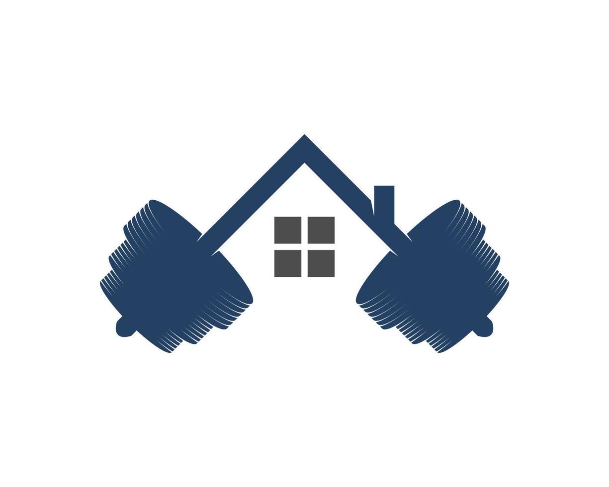 Fitness home with dumbbell logo vector