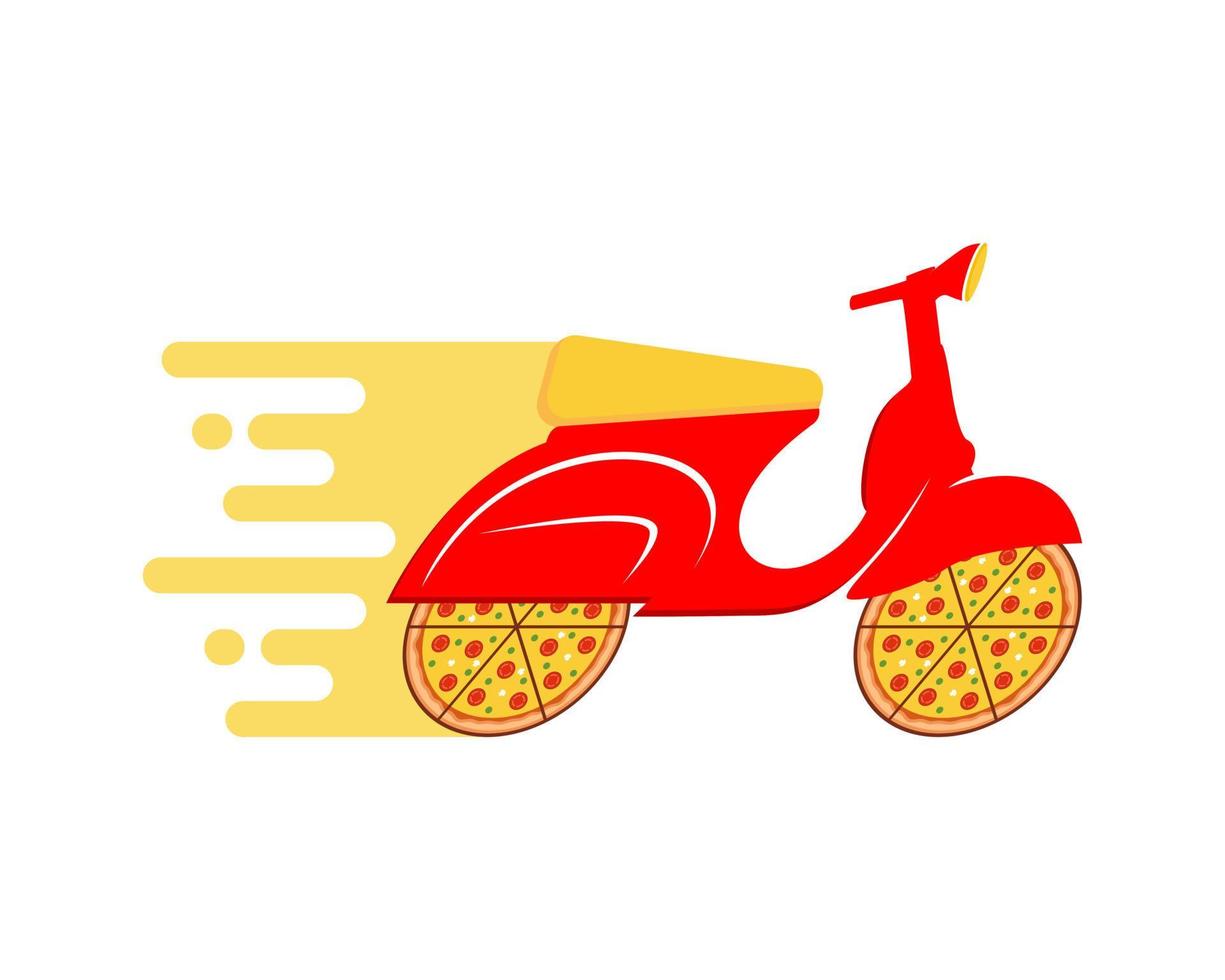 entrega de pizza con logo de scooter vector