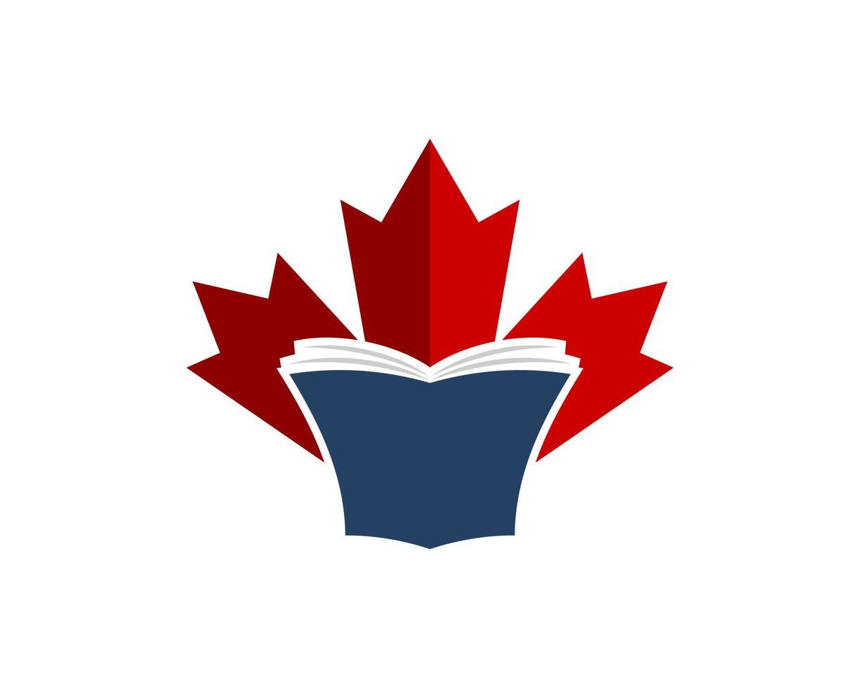 Red maple leaf with opened book inside vector