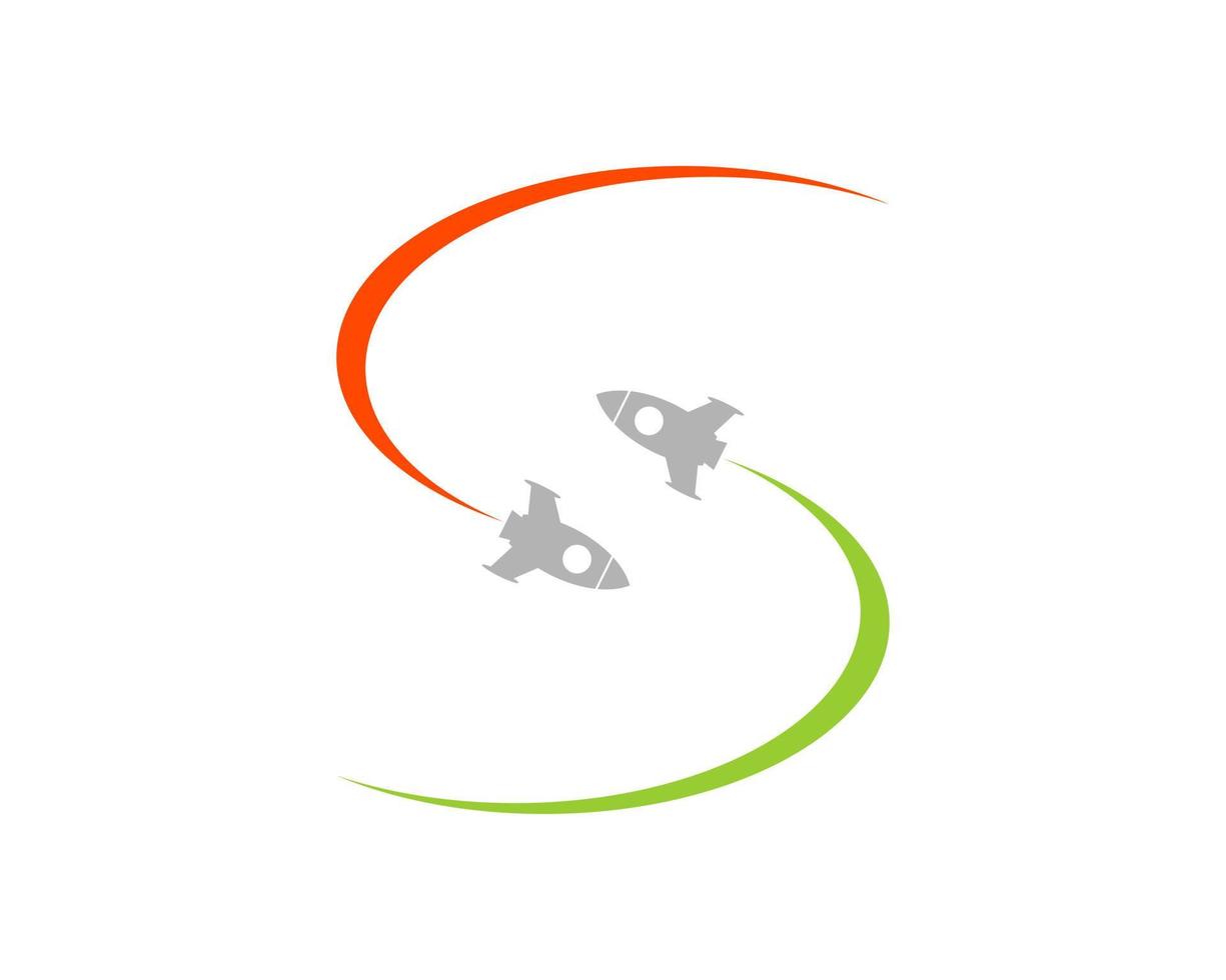 Gliding space rocket with S letter initial vector