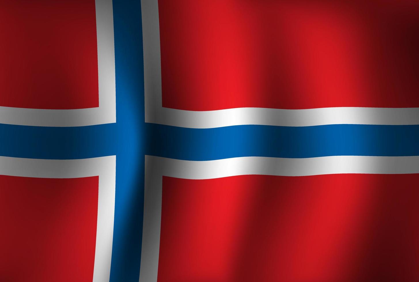 Fondo de bandera de Noruega ondeando 3d. fondo de pantalla de la bandera del día de la independencia nacional vector