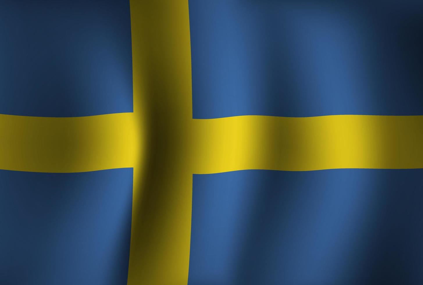 Fondo de bandera de Suecia ondeando 3d. fondo de pantalla de la bandera del día de la independencia nacional vector