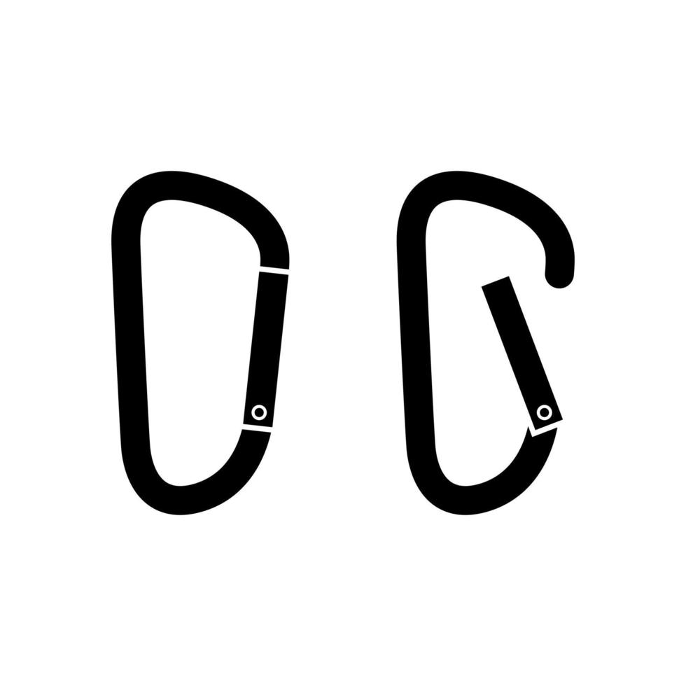 Climbing Carabiner Icon Set Illustration vector