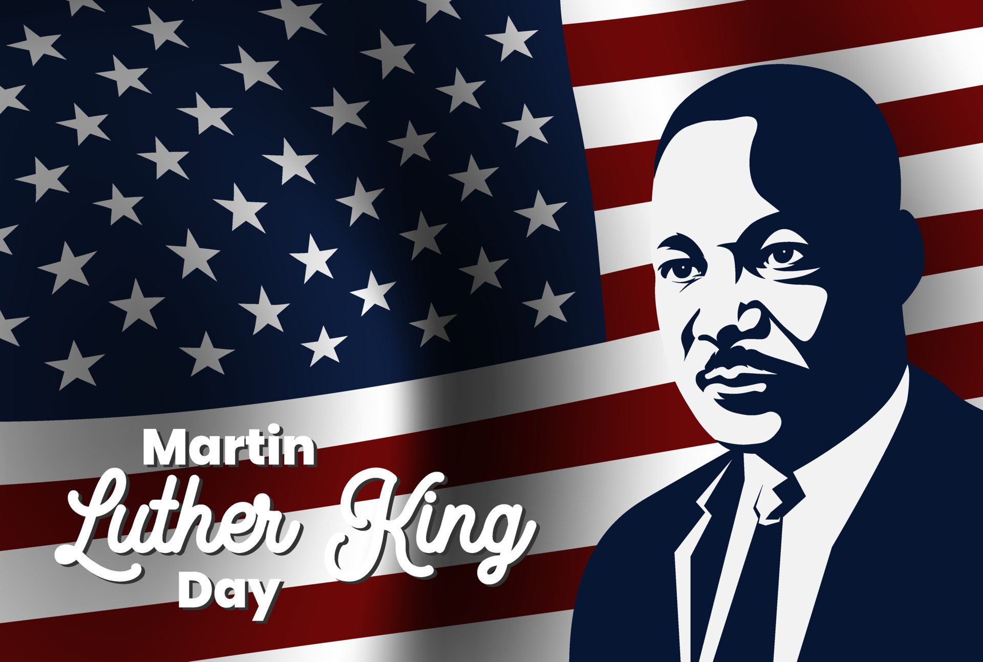 Martin Luther King Jr Day Concept With USA Flag Background And Photo martin-luther-king-jr-day-concept-with-usa-flag-background-and-photo