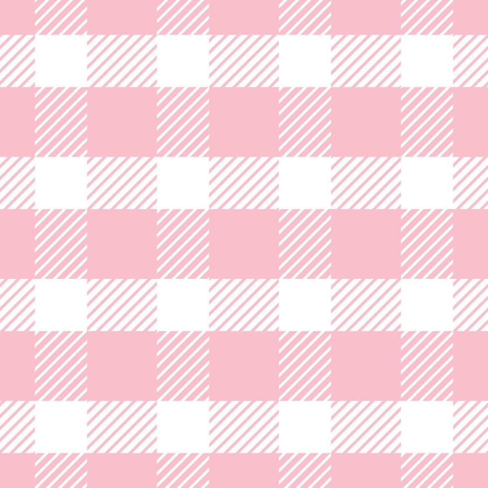 Plaid pattern seamless repeat vector in pink and white Design for print, tartan, gift wrap, textiles, checkered background for tablecloths.
