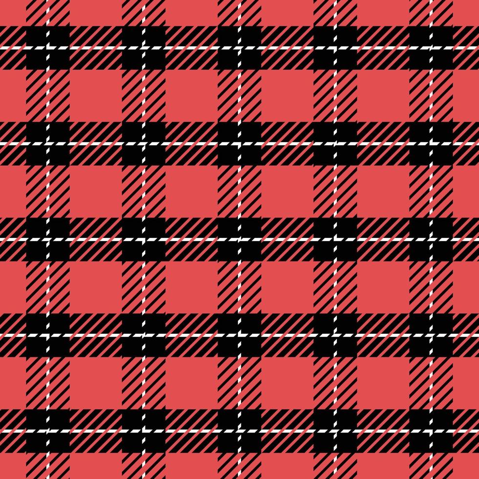 Chess pattern seamless plaid repeat vector in black and red Design for print, gingham, tartan, gift wrap, textiles, checkered background for tablecloth