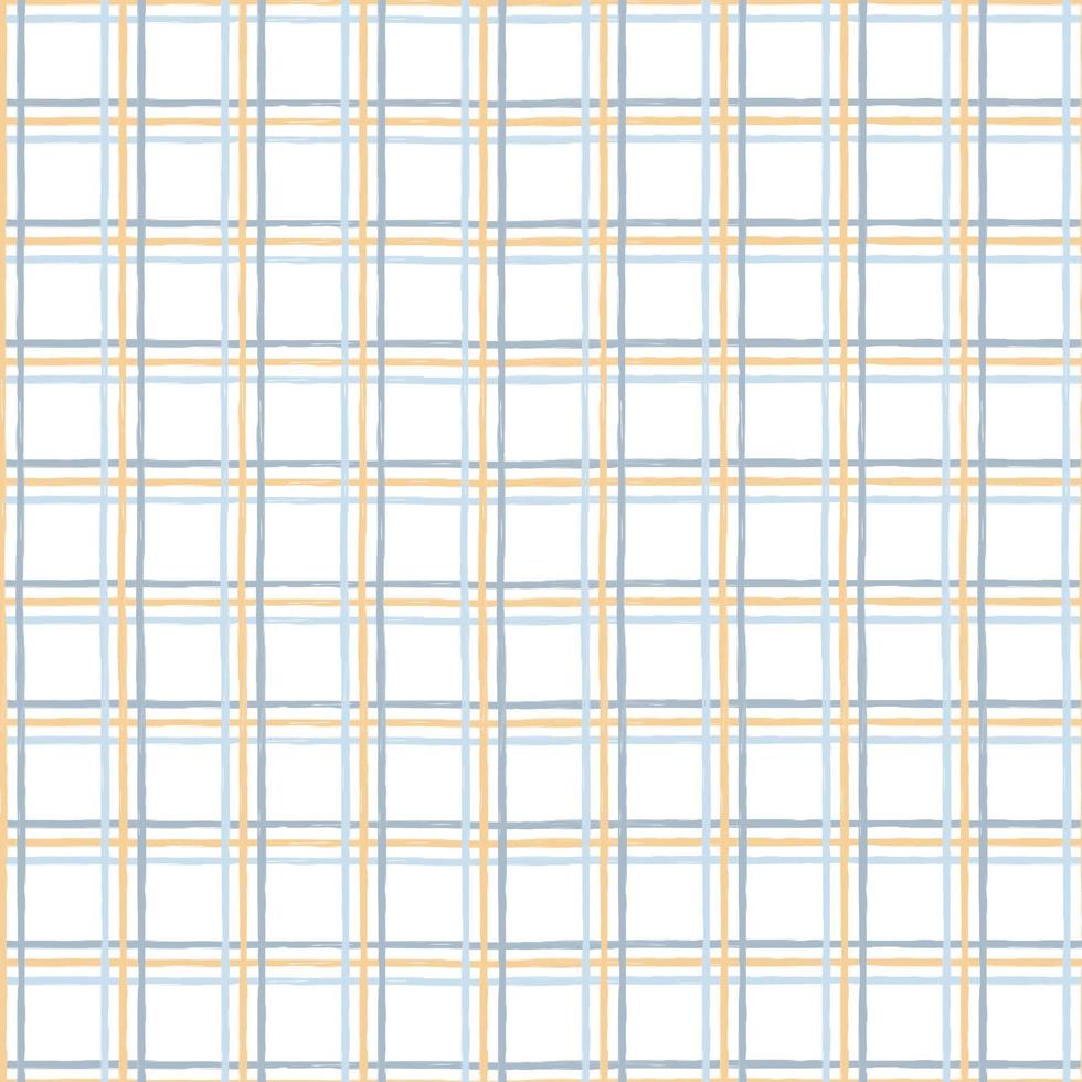 Plaid pattern seamless repeat vector in yellow and blue. Design for gingham, print, tartan, gift wrap, textiles, checkered background for tablecloth