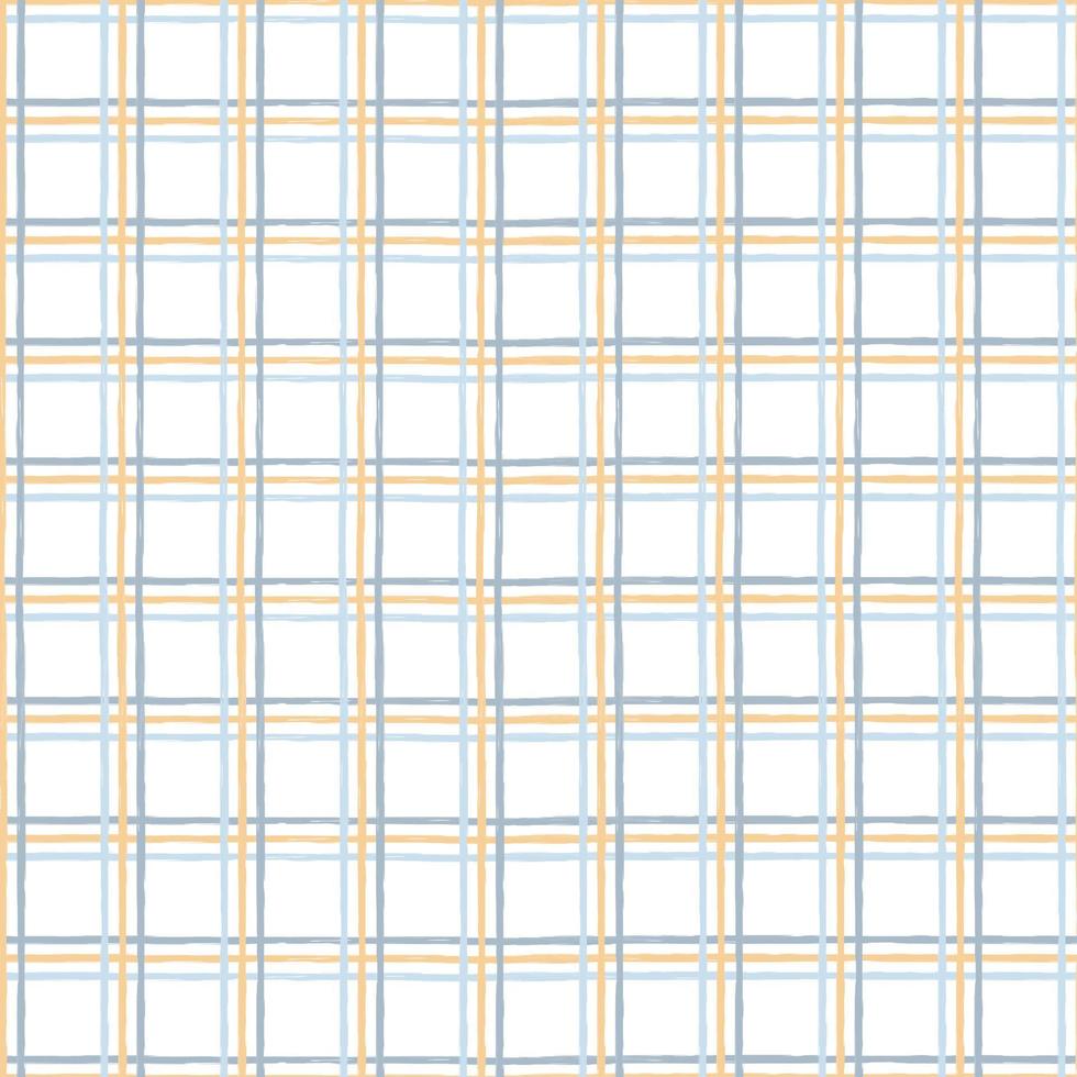 Plaid pattern seamless repeat vector in yellow and blue. Design for gingham, print, tartan, gift wrap, textiles, checkered background for tablecloth