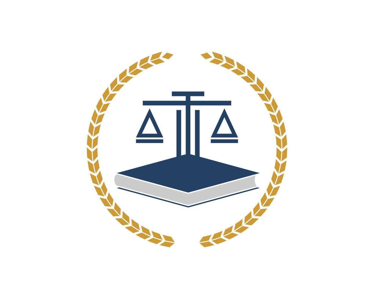 Circular wheat with book and law scale inside vector
