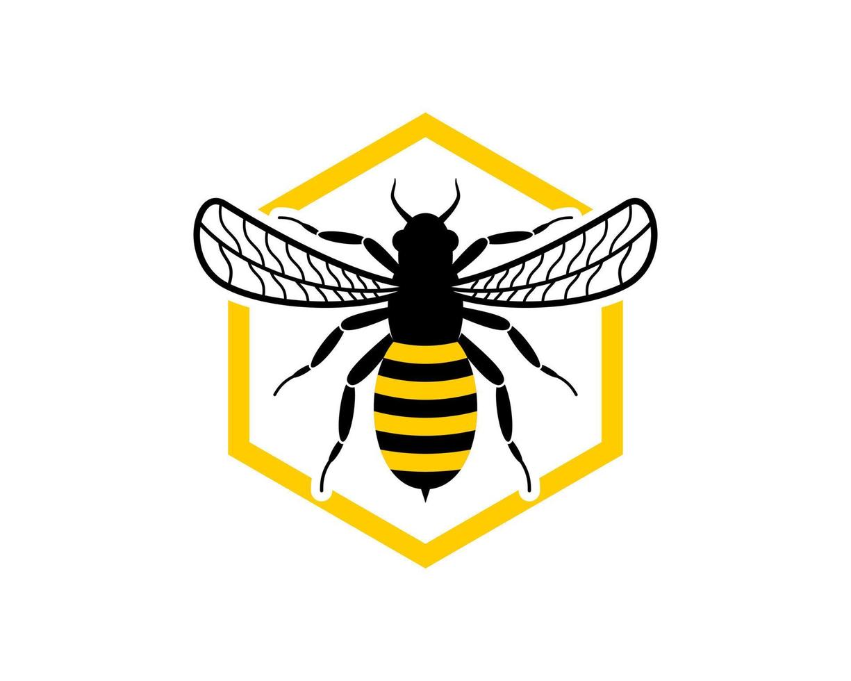 abeja de lujo con colmena de abejas hexagonal vector