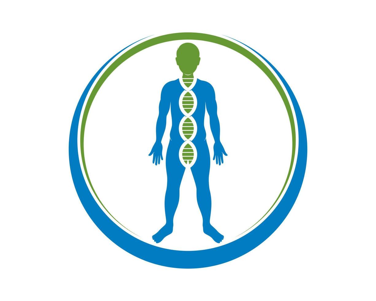 Healthy human with DNA helix inside vector