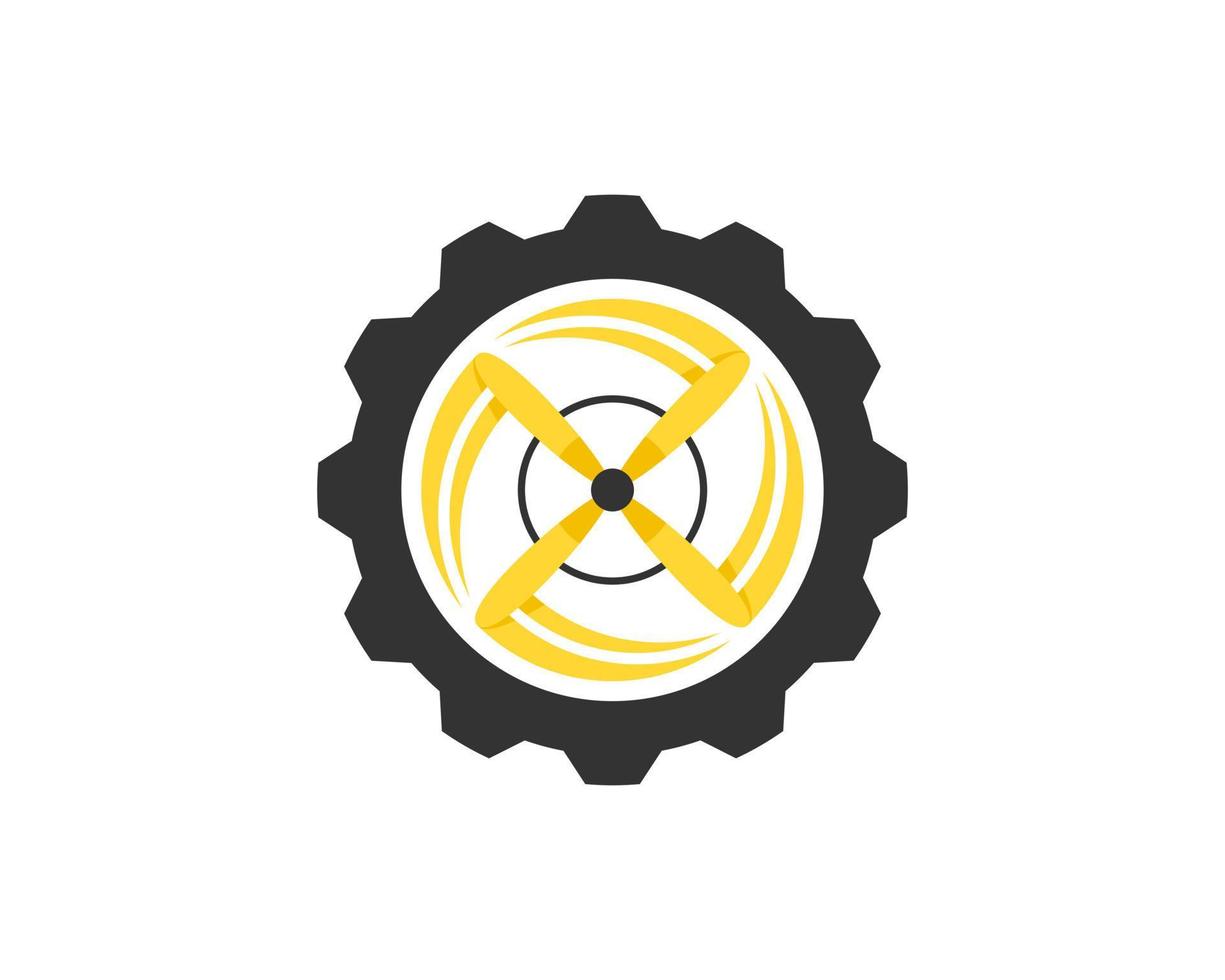 Mechanical gear with plane propeller and rotating effects vector