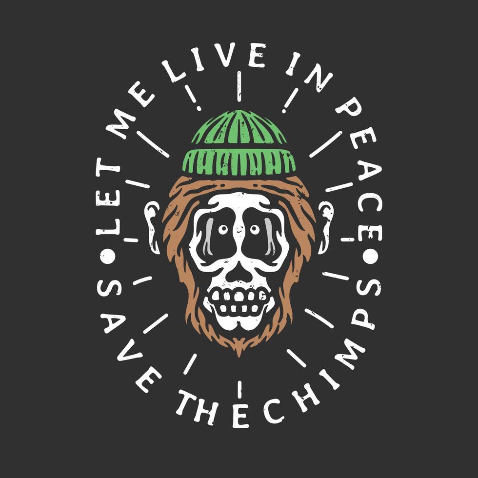 skull-faced chimpanzee illustration with slogan vector