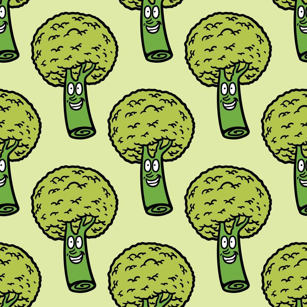 seamless pattern of broccoli character vector
