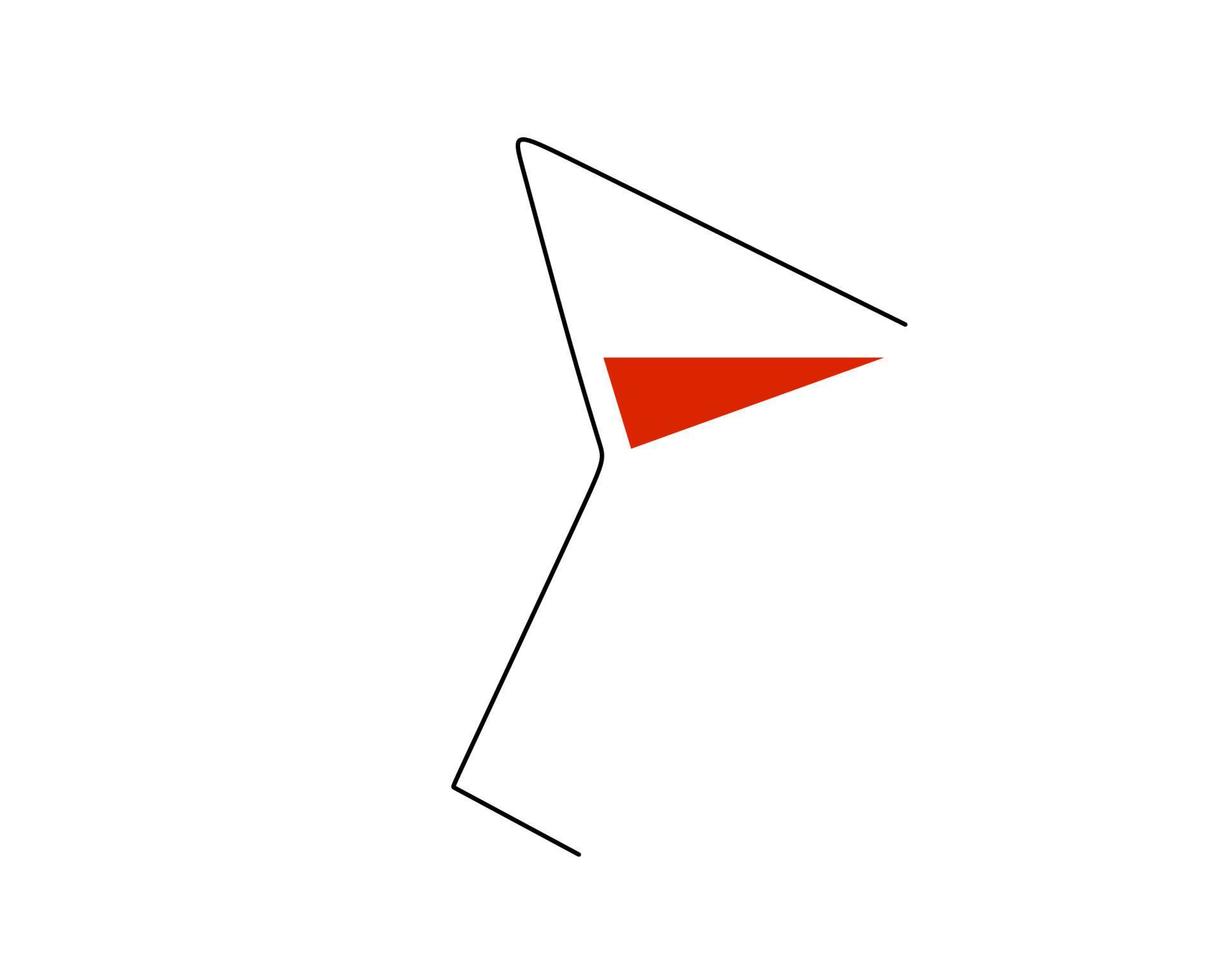 Continuous one single line of Martini Glass vector