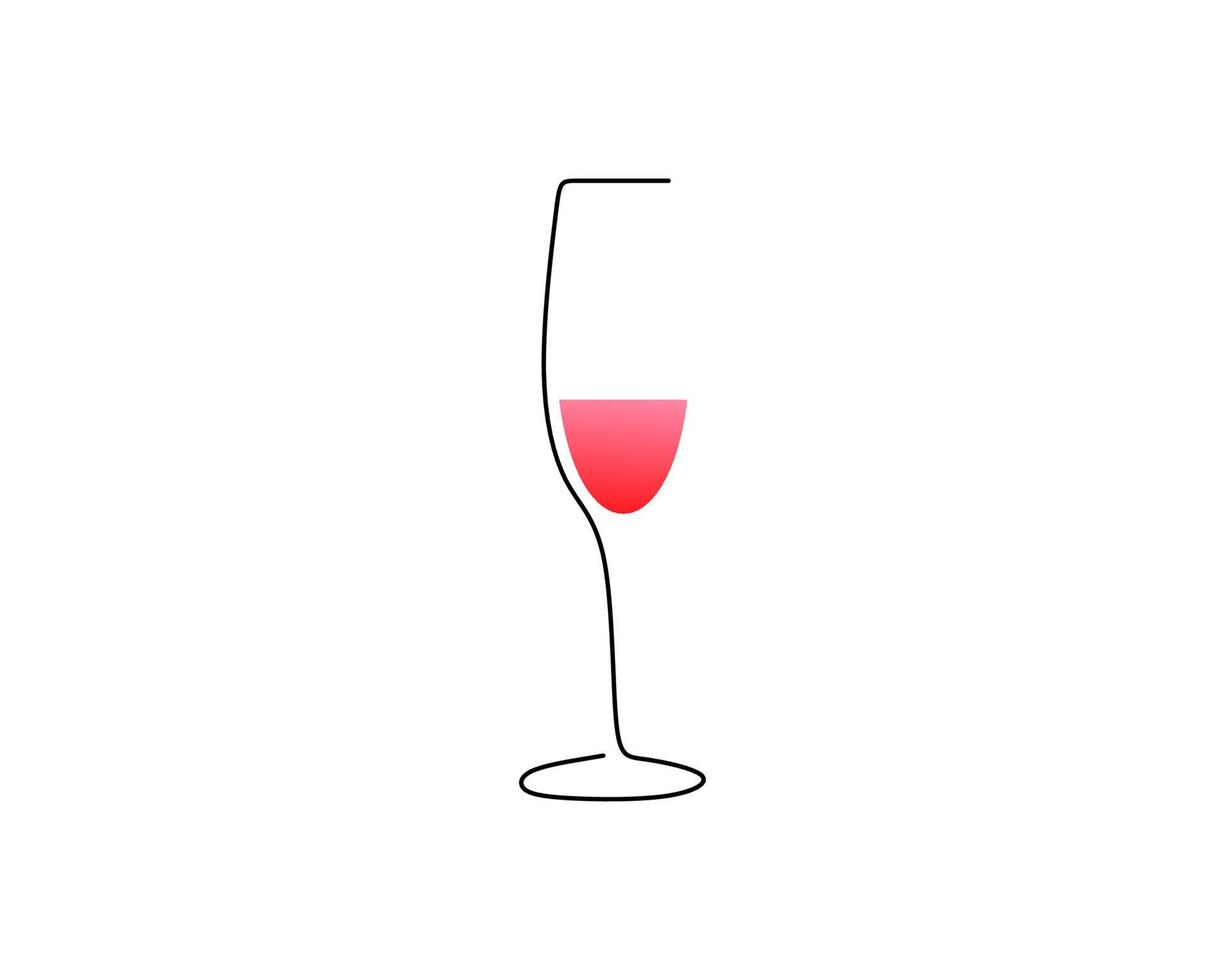 Continuous one single line of Champagne Flute Glass vector