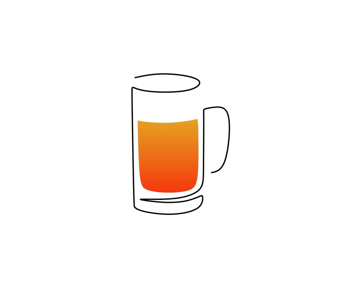 Continuous one single line of beer glass vector