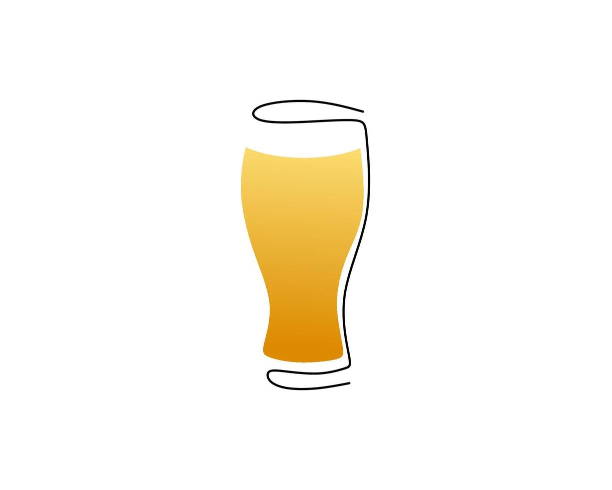 continua una sola línea de vidrio pilsner vector