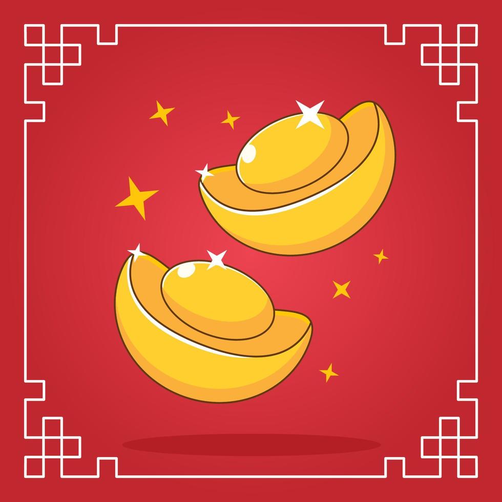 lingotes. oro chino. atributo de símbolo de feliz año nuevo. diseño plano de dibujos animados vector