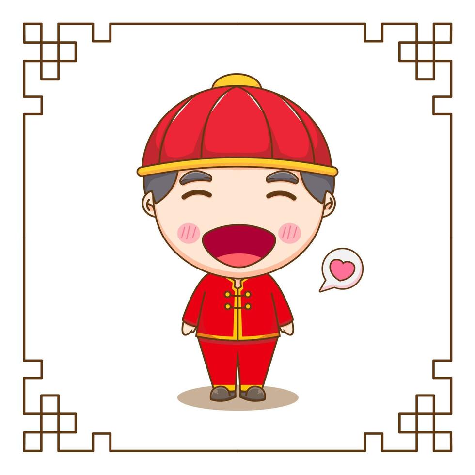 Cute Chinese boy cartoon character vector