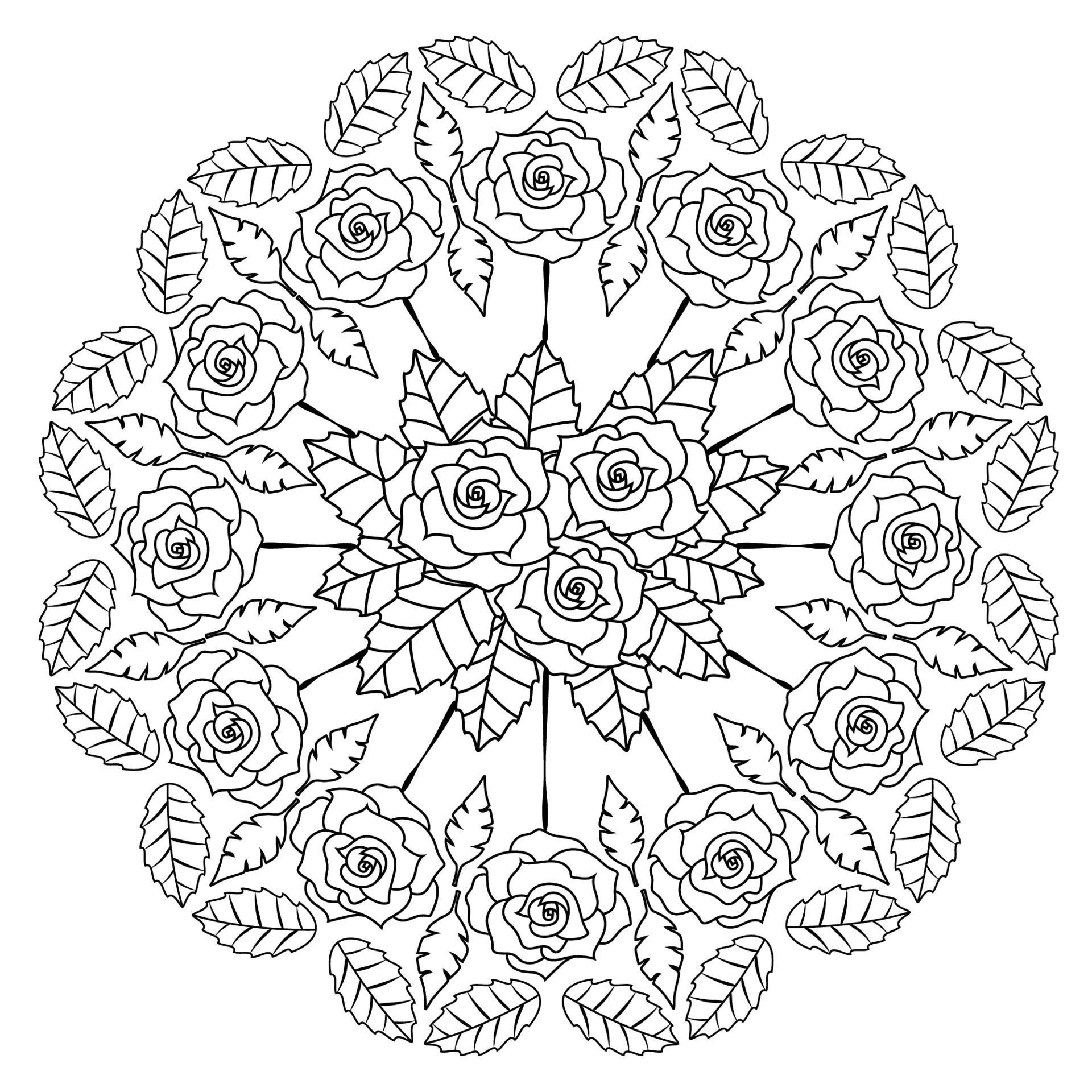 Rose Mandala Coloring Pages