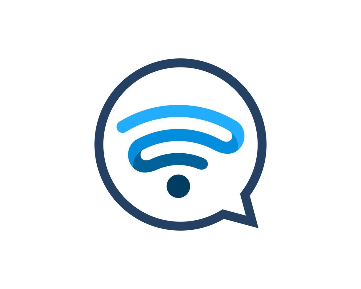 Chat de burbujas simple con símbolo wifi dentro vector