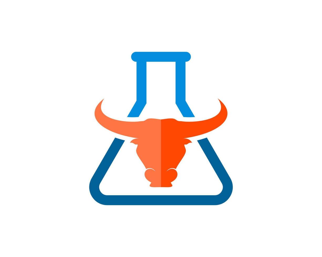 Triangle bottle laboratory with bull head inside vector