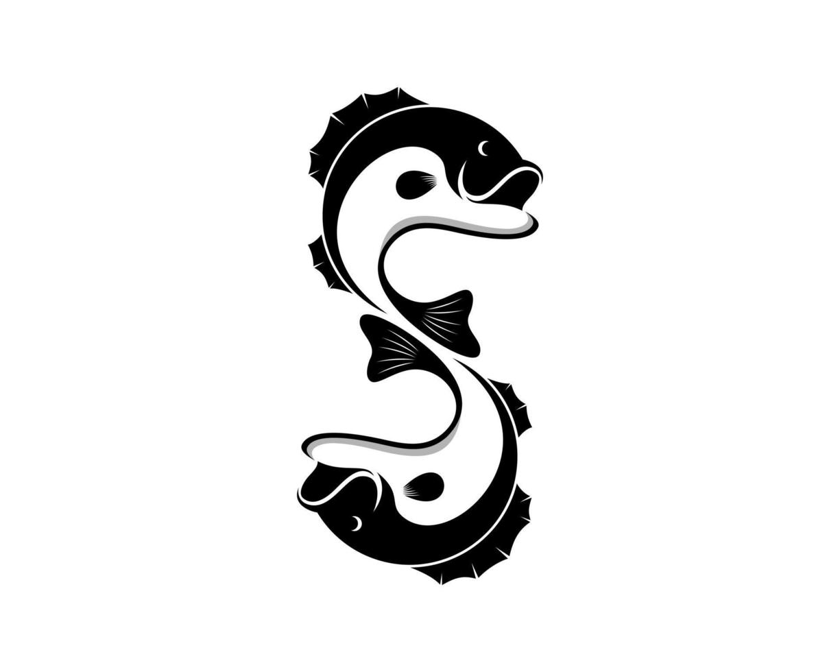 S Letter with jumping fish vector