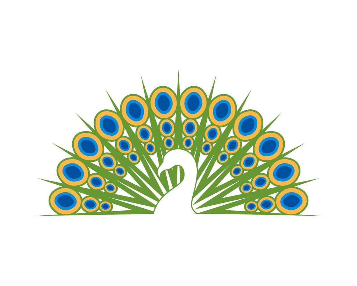 Beautiful peacock spread feather logo vector