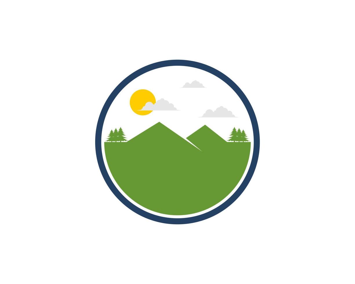 Circle shape with green mountain inside vector
