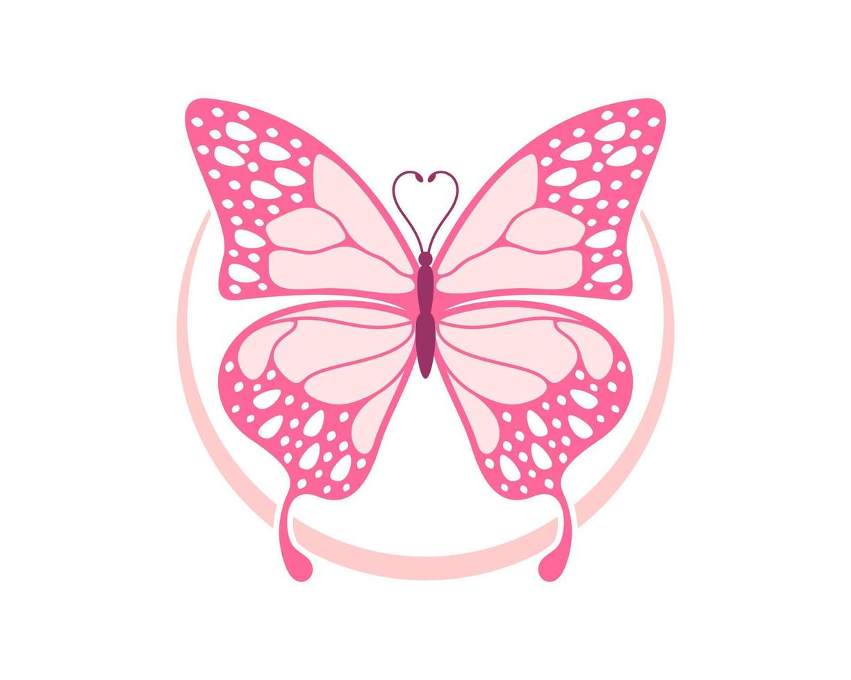 Flying beauty pink butterfly vector