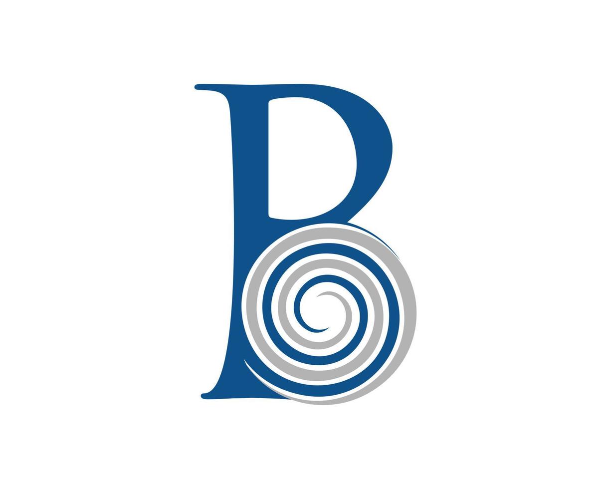 Combination B Letter with twirl curves vector